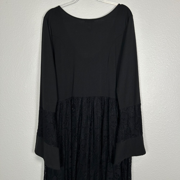 Hot Topic plus size 3X skull lace maxi dress bell sleeve black goth witchy - Picture 10 of 14